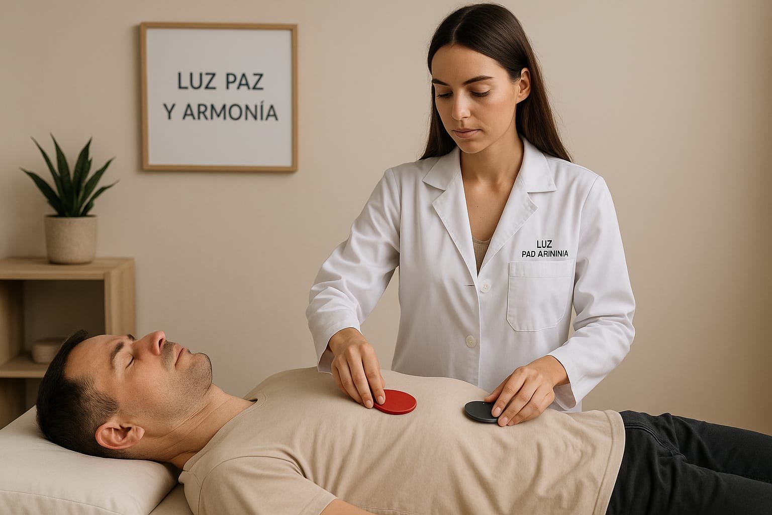 Terapia de biomagnetismo, colocando imanes