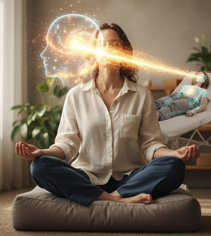 Mujer en sesión de bioneuroemoción para liberar conflictos emocionales